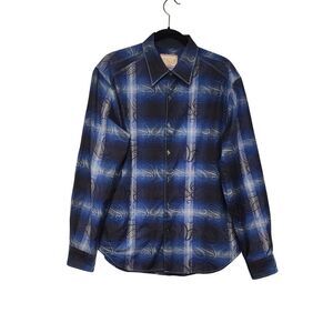 Vintage Italia Blue Paisley Floral Button-Down Shirt Size Large